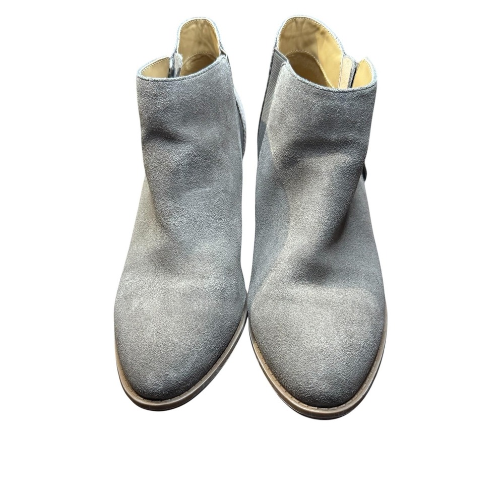 Vionic Anne Booties Womens Size 9.5 Gray Suede Snake Print Ankle Zip Comfort